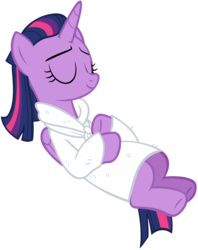 Size: 5671x7156 | Tagged: safe, artist:andoanimalia, twilight sparkle, alicorn, pony, g4, rarity's biggest fan, absurd resolution, alternate hairstyle, eyes closed, female, mare, simple background, solo, spa robe, transparent background, twilight sparkle (alicorn), underhoof, vector