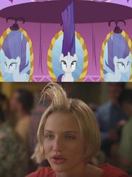 Size: 584x781 | Tagged: safe, edit, edited screencap, screencap, rarity, pony, g4, rarity's biggest fan, cameron diaz, comparison, explicit comments, there's something about mary