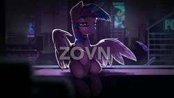 Size: 1334x750 | Tagged: safe, artist:theprince, twilight sparkle, alicorn, pony, g4, female, mare, obtrusive watermark, sitting, smiling, solo, twilight sparkle (alicorn), watermark