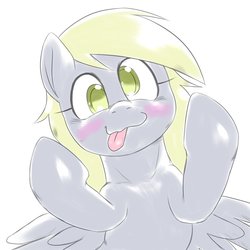 Size: 1536x1536 | Tagged: safe, artist:kurogewapony, derpy hooves, pegasus, pony, g4, cute, derp, derpabetes, female, mare, silly, silly face, silly pony, smiling, solo, tongue out