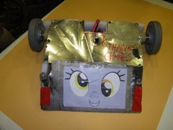 Size: 900x675 | Tagged: safe, derpy hooves, pony, robot, g4, battlebots, creation, irl, photo