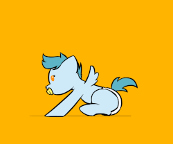Size: 1200x1000 | Tagged: safe, artist:captainhoers, oc, oc only, oc:concorde, pony, animated, baby, baby pony, butt scootin', cute, daaaaaaaaaaaw, female, filly, foal, frame by frame, gif, ocbetes, offspring, orange background, pacifier, parent:soarin', parent:spitfire, parents:soarinfire, scooting, simple background, solo
