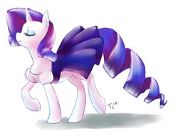 Size: 500x383 | Tagged: safe, artist:thiefofcookies, rarity, pony, unicorn, g4, clothes, cute, dress, ear fluff, eyes closed, female, mare, profile, raribetes, simple background, solo, white background