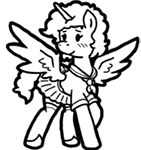 Size: 141x150 | Tagged: safe, artist:crazyperson, alicorn, pony, fallout equestria, fallout equestria: commonwealth, artificial alicorn, black and white, blue alicorn (fo:e), fanfic art, grayscale, monochrome, picture for breezies, sailor moon (series), simple background, spread wings, transparent background, wings