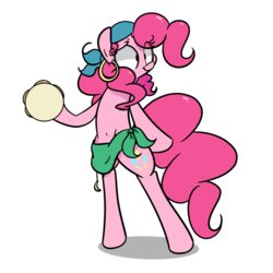 Size: 1280x1280 | Tagged: safe, artist:turtlefarminguy, pinkie pie, pony, g4, bipedal, clothes, cute, diapinkes, ear piercing, earring, female, gypsy pie, jewelry, musical instrument, piercing, romani, simple background, solo, tambourine, white background