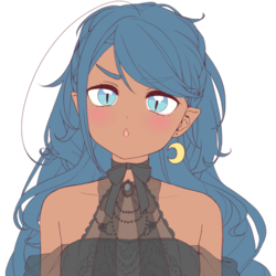 Size: 600x600 | Tagged: safe, princess luna, human, g4, :o, blushing, cute, elf ears, humanized, open mouth, picrew, simple background, slit pupils, transparent background