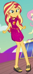Size: 374x829 | Tagged: safe, screencap, fluttershy, sunset shimmer, equestria girls, g4, my little pony equestria girls: better together, cropped, female, sandals, solo focus