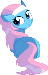 Size: 4793x7510 | Tagged: safe, artist:aureai-sketches, artist:cyanlightning, lotus blossom, earth pony, pony, g4, .svg available, absurd resolution, back, cute, ear fluff, female, headband, looking back, mare, ponyloaf, prone, simple background, sitting, solo, transparent background, vector