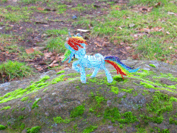 Size: 1000x750 | Tagged: safe, artist:malte279, rainbow dash, pegasus, pony, g4, animated, craft, female, gif, grass, hooves, irl, mare, photo, raised hoof, sculpture, solo, wire sculpture