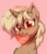 Size: 2562x3000 | Tagged: safe, artist:lispp, oc, oc only, oc:honey bee, pony, unicorn, bust, chest fluff, female, heart, high res, holiday, i love you, looking at you, mare, mouth hold, pink background, portrait, simple background, solo, valentine's day, ych result