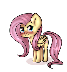 Size: 2700x2900 | Tagged: safe, artist:ranillopa, fluttershy, pegasus, pony, g4, :3, blushing, cute, female, high res, hooves, looking at you, mare, shyabetes, simple background, solo, white background