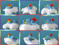 Size: 1939x1488 | Tagged: safe, artist:malte279, rainbow dash, pony, g4, chenille, chenille stems, chenille wire, cloud, collage, craft, nap, pipe cleaner sculpture, pipe cleaners, sculpture, sleeping