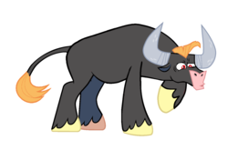 Size: 1331x877 | Tagged: safe, derpibooru exclusive, edit, editor:proto29, oc, oc only, bull, pony, hooves, male, non-pony oc, raised hoof, simple background, solo, white background