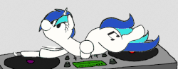 Size: 669x262 | Tagged: safe, artist:anontheanon, artist:jargon scott, edit, dj pon-3, vinyl scratch, pony, unicorn, g4, animated, bouncing, cute, edited gif, female, flailing, frame by frame, funny, gif, gray background, headbang, hilarious, hoofy-kicks, majestic as fuck, mare, missing accessory, nonsense, not salmon, party, prone, rave, ridiculous, silly, silly pony, simple background, smiling, solo, the flopple, the worm, turntable, vinylbetes, wat, wide eyes