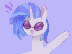 Size: 1027x774 | Tagged: safe, artist:laurasrxfgcc, dj pon-3, vinyl scratch, pony, unicorn, g4, blue background, cute, female, open mouth, simple background, solo, vinylbetes