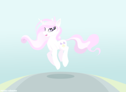Size: 2338x1700 | Tagged: safe, artist:pedrohander, fleur-de-lis, pony, unicorn, g4, cute, female, fleurabetes, happy, jumping, looking at you, mare, open mouth, solo