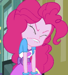 Size: 500x549 | Tagged: safe, edit, edited screencap, screencap, applejack, pinkie pie, equestria girls, g4, my little pony equestria girls, animated, cropped, eyes closed, faic, female, gif, lip bite, out of context, reversed, solo focus, trembling