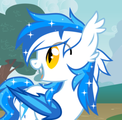 Size: 4328x4252 | Tagged: safe, artist:dreamyeevee, oc, oc only, oc:cobalt swift, bat pony, pony, absurd resolution, bat pony oc, ethereal mane, slit pupils, solo, starry mane