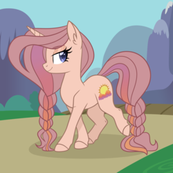 Size: 3000x3000 | Tagged: safe, artist:dreamyeevee, oc, oc only, pony, unicorn, braid, braided tail, high res, solo