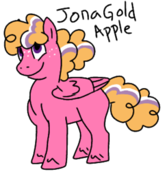 Size: 694x720 | Tagged: safe, artist:tinyclydesdale, oc, oc only, oc:jonagold apple, pegasus, pony, freckles, missing cutie mark, offspring, parent:big macintosh, parent:twilight sparkle, parents:twimac, poofy mane, solo