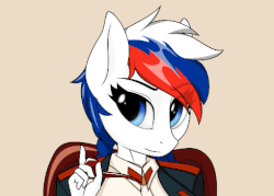 Size: 490x350 | Tagged: safe, artist:up1ter, oc, oc:marussia, anthro, animated, clothes, eyebrow wiggle, gif, nation ponies, ponified, russia, solo, suit