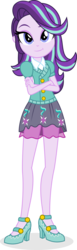 Size: 2107x6830 | Tagged: safe, artist:punzil504, starlight glimmer, pony, equestria girls, g4, clothes, clothes swap, crossed arms, cute, cutie mark on clothes, high heels, legs, mary janes, miniskirt, shoes, simple background, skirt, smiling, solo, transparent background