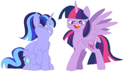 Size: 5404x3151 | Tagged: safe, artist:taaffeiite, derpibooru exclusive, twilight sparkle, alicorn, pony, g4, alternate hairstyle, bedroom eyes, blushing, clone, colored sketch, cutie mark, female, heart eyes, looking, looking at you, looking down, mare, open mouth, raised hoof, self ponidox, simple background, sketch, smiling, spread wings, twilight sparkle (alicorn), white background, wingboner, wingding eyes, wings