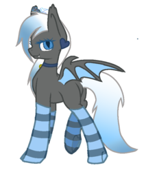 Size: 655x768 | Tagged: safe, artist:demonic scarlet, oc, oc only, oc:moonlight melody, bat pony, pony, bedroom eyes, clothes, collar, looking at you, simple background, socks, solo, striped socks, transparent background