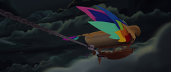 Size: 1920x804 | Tagged: safe, screencap, g4, my little pony: the movie, airship, celaeno's airship, chains, cloud, harpoon, no pony, sea of clouds