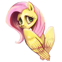 Size: 600x600 | Tagged: safe, artist:toonspell, fluttershy, pegasus, pony, g4, cute, female, looking back, mare, solo
