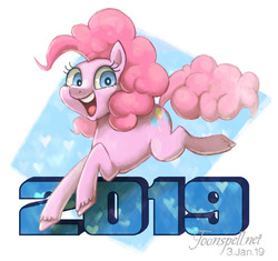Size: 700x659 | Tagged: safe, artist:toonspell, pinkie pie, earth pony, pony, g4, 2019, female, happy new year, happy new year 2019, holiday, looking at you, mare, open mouth, solo