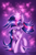 Size: 2250x3450 | Tagged: safe, artist:shad0w-galaxy, twilight sparkle, alicorn, pony, g4, chest fluff, ear fluff, eyes closed, female, flowing hair, flowing mane, fluffy, glowing horn, high res, horn, magic, mare, purple background, simple background, solo, twilight sparkle (alicorn)