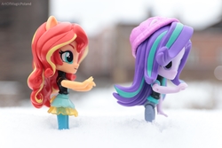Size: 6000x4000 | Tagged: safe, artist:artofmagicpoland, starlight glimmer, sunset shimmer, equestria girls, g4, doll, equestria girls minis, eqventures of the minis, female, irl, photo, snow, toy