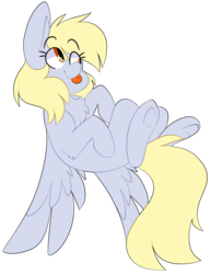 Size: 1280x1660 | Tagged: safe, artist:korgikardigan, derpy hooves, pegasus, pony, g4, :p, chest fluff, cute, derpabetes, female, leg fluff, mare, silly, simple background, solo, tongue out, transparent background