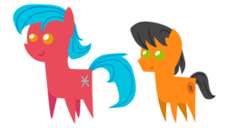 Size: 1191x670 | Tagged: safe, artist:lister-of-smeg, oc, oc:crosspatch, oc:lazybug, earth pony, pony, colt, female, male, mare, pointy ponies, simple background, transparent background