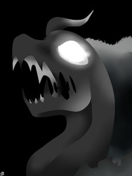 Size: 3000x4000 | Tagged: safe, artist:kaizo111, pony of shadows, shadow pony, g4, shadow play, black background, bust, glowing eyes, male, maw, open mouth, portrait, simple background, solo