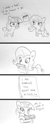 Size: 832x2048 | Tagged: safe, artist:tjpones, fluttershy, twilight sparkle, alicorn, pegasus, pony, sparkles! the wonder horse!, g4, black and white, book, comic, dialogue, ear fluff, female, grayscale, hoof hold, lineart, magic, mare, money, monochrome, purse, refuge in audacity, robbery, simple background, telekinesis, traditional art, twilight sparkle (alicorn)