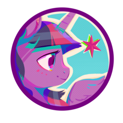 Size: 2449x2449 | Tagged: safe, artist:angusdra, twilight sparkle, alicorn, pony, badge, blushing, bust, cute, female, portrait, simple background, smiling, solo, transparent background, twilight sparkle (alicorn)