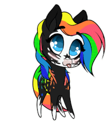 Size: 547x619 | Tagged: source needed, safe, artist:karzii, :p, animated, coat markings, gif, looking up, rainbow hair, simple background, socks (coat markings), tail wag, tongue out, transparent background