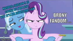 Size: 400x225 | Tagged: safe, edit, edited screencap, screencap, starlight glimmer, trixie, all bottled up, g4, season 9, floppy ears, funny, meme, trixie's puppeteering