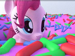 Size: 1188x897 | Tagged: safe, artist:lunalewdie, pinkie pie, g4, 3d, blender, donut, food