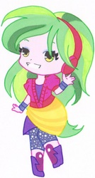 Size: 554x1032 | Tagged: safe, artist:ocean-drop, lemon zest, equestria girls, equestria girls specials, g4, my little pony equestria girls: dance magic, chibi, female, looking at you, smiling, solo