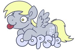 Size: 787x523 | Tagged: safe, artist:darkodraco, derpy hooves, pegasus, pony, g4, derp, female, mare, simple background, smiling, solo, spread wings, tongue out, white background, wings