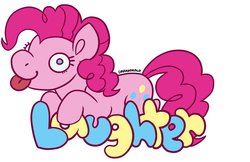 Size: 900x582 | Tagged: safe, alternate version, artist:darkodraco, part of a set, pinkie pie, earth pony, pony, g4, derp, element of laughter, female, mare, simple background, smiling, solo, tongue out, white background