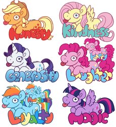 Size: 1500x1639 | Tagged: safe, artist:darkodraco, applejack, fluttershy, pinkie pie, rainbow dash, rarity, twilight sparkle, alicorn, earth pony, pegasus, pony, unicorn, g4, applejack's hat, cowboy hat, derp, elements of harmony, female, freckles, hat, mane six, mare, silly, silly pony, simple background, smiling, solo, spread wings, tongue out, twilight sparkle (alicorn), white background, wings