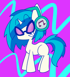 Size: 1280x1424 | Tagged: safe, artist:typhwosion, dj pon-3, vinyl scratch, pony, unicorn, g4, female, headphones, mare, missing cutie mark, smiling, solo