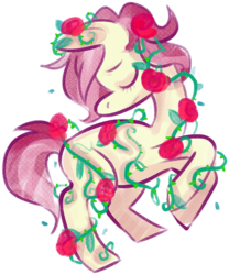 Size: 700x843 | Tagged: safe, artist:stevetwisp, roseluck, pony, g4, cute, eyes closed, female, flower, mare, profile, rosabetes, rose, simple background, solo, thorn, transparent background