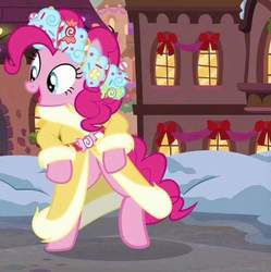 Size: 624x627 | Tagged: safe, screencap, pinkie pie, spirit of hearth's warming presents, a hearth's warming tail, g4, bipedal, cute, dancing, pinkie's present, tap dancing
