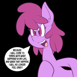 Size: 576x576 | Tagged: safe, artist:pembroke, berry punch, berryshine, earth pony, pony, here comes berry punch, g4, black background, hell, simple background, single panel, speech bubble