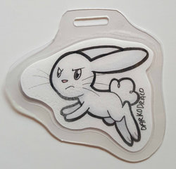 Size: 1500x1439 | Tagged: safe, artist:darkodraco, angel bunny, rabbit, g4, badge, male, solo, traditional art